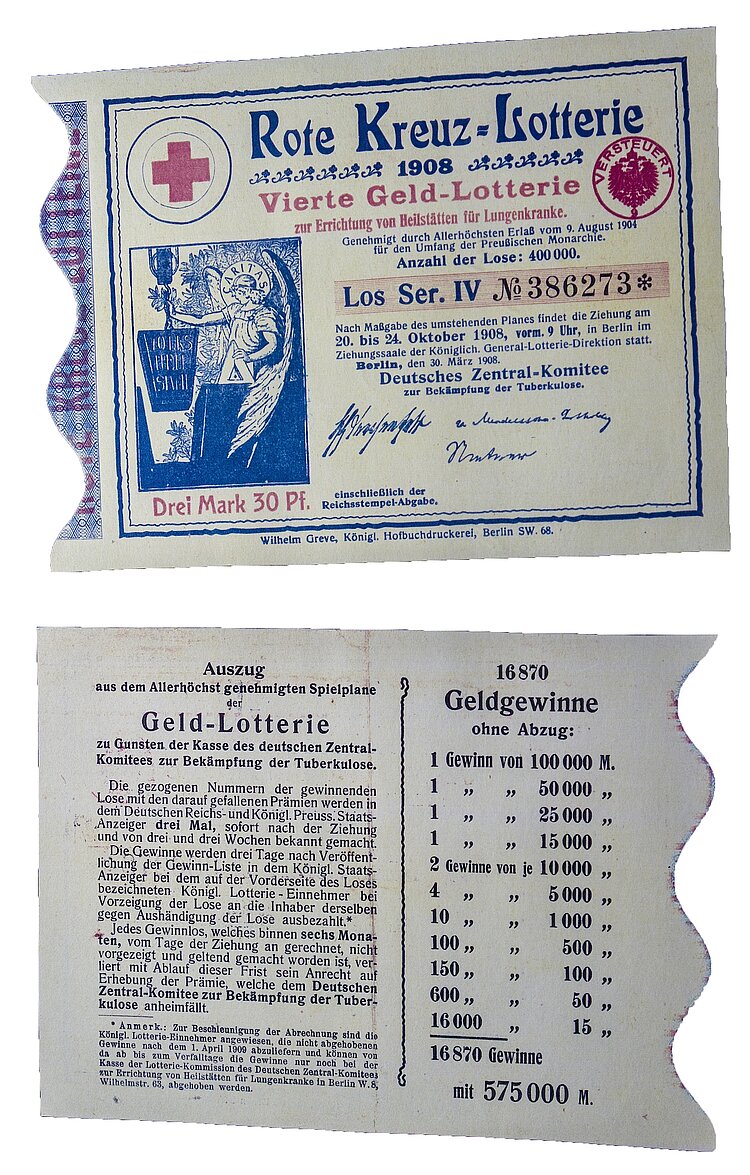 Lotterien trugen zur Finanzierung der Tuberkulose-Projekte des Roten Kreuzes bei, Rotkreuzgeschichtliche Sammlung in Westfalen-Lippe e.V.